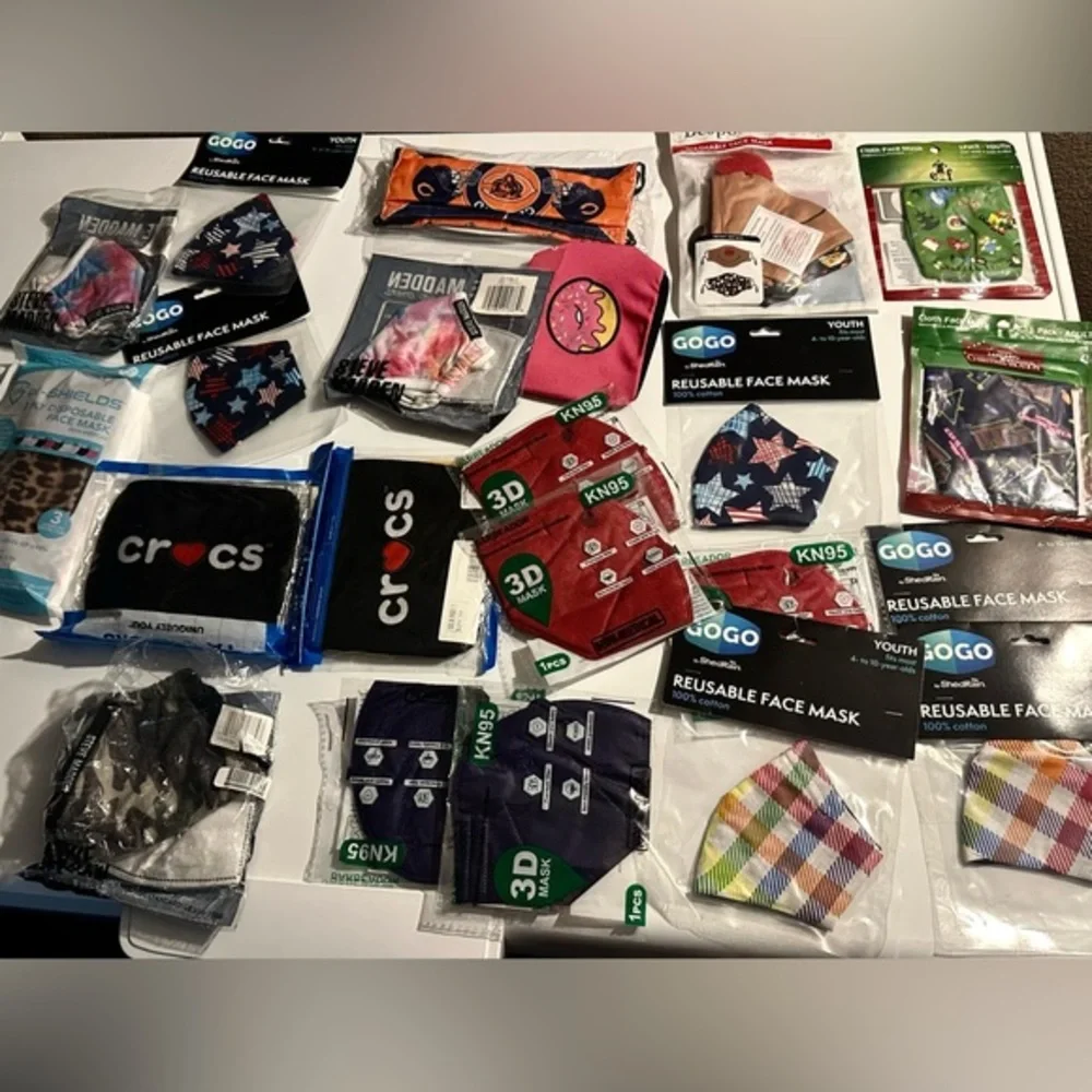 Face Mask brand new reseller lot bundle kids adults crocs Steve madden